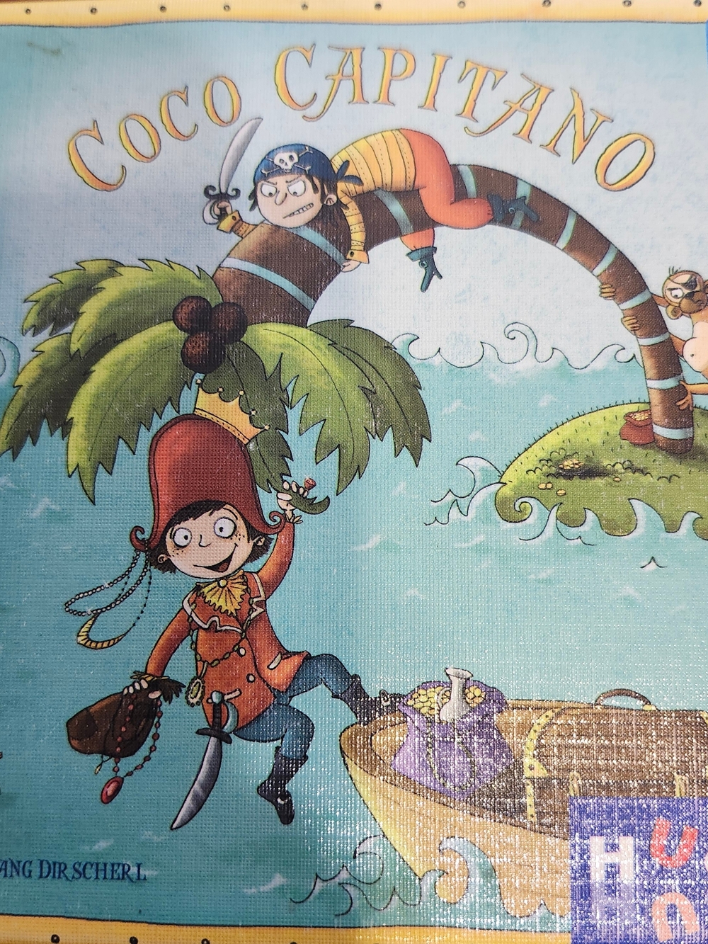 Coco Capitano Pirate Illustration Panel - Bright Teal & Red